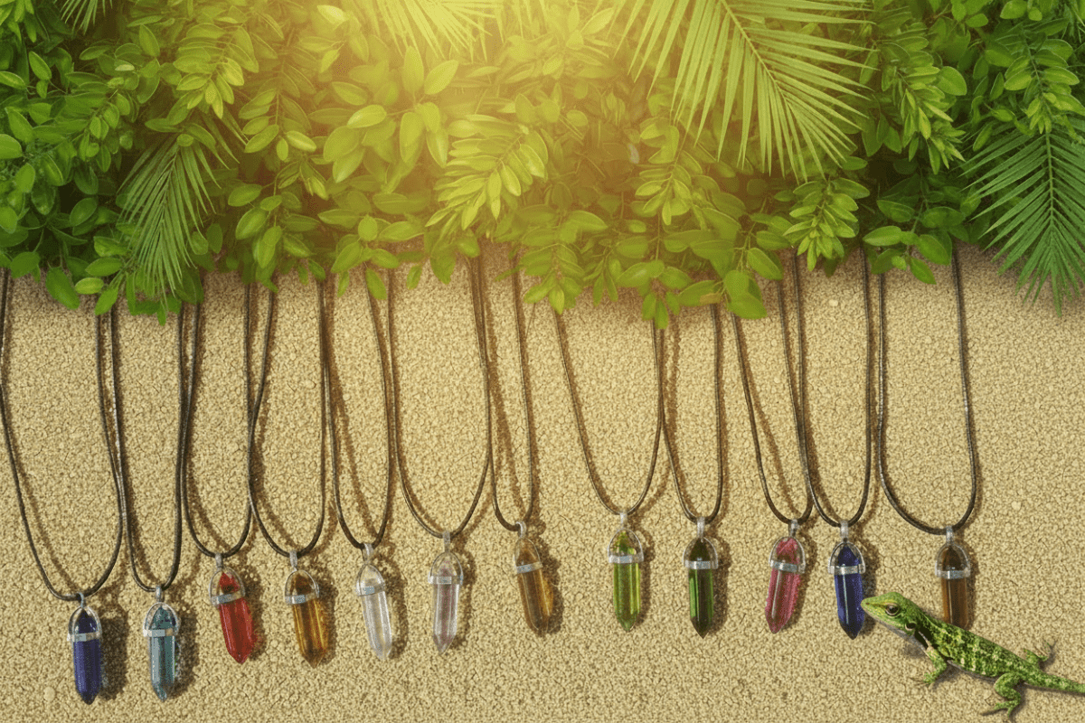 Coloured Crystal Pendant Black Leather Necklace - DP Online