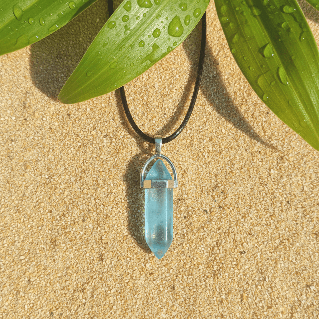Coloured Crystal Pendant Black Leather Necklace - DP Online