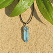 Coloured Crystal Pendant Black Leather Necklace - DP Online