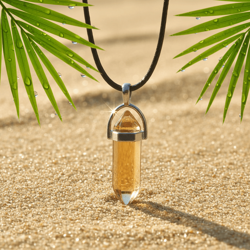 Coloured Crystal Pendant Black Leather Necklace - DP Online