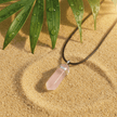 Coloured Crystal Pendant Black Leather Necklace - DP Online