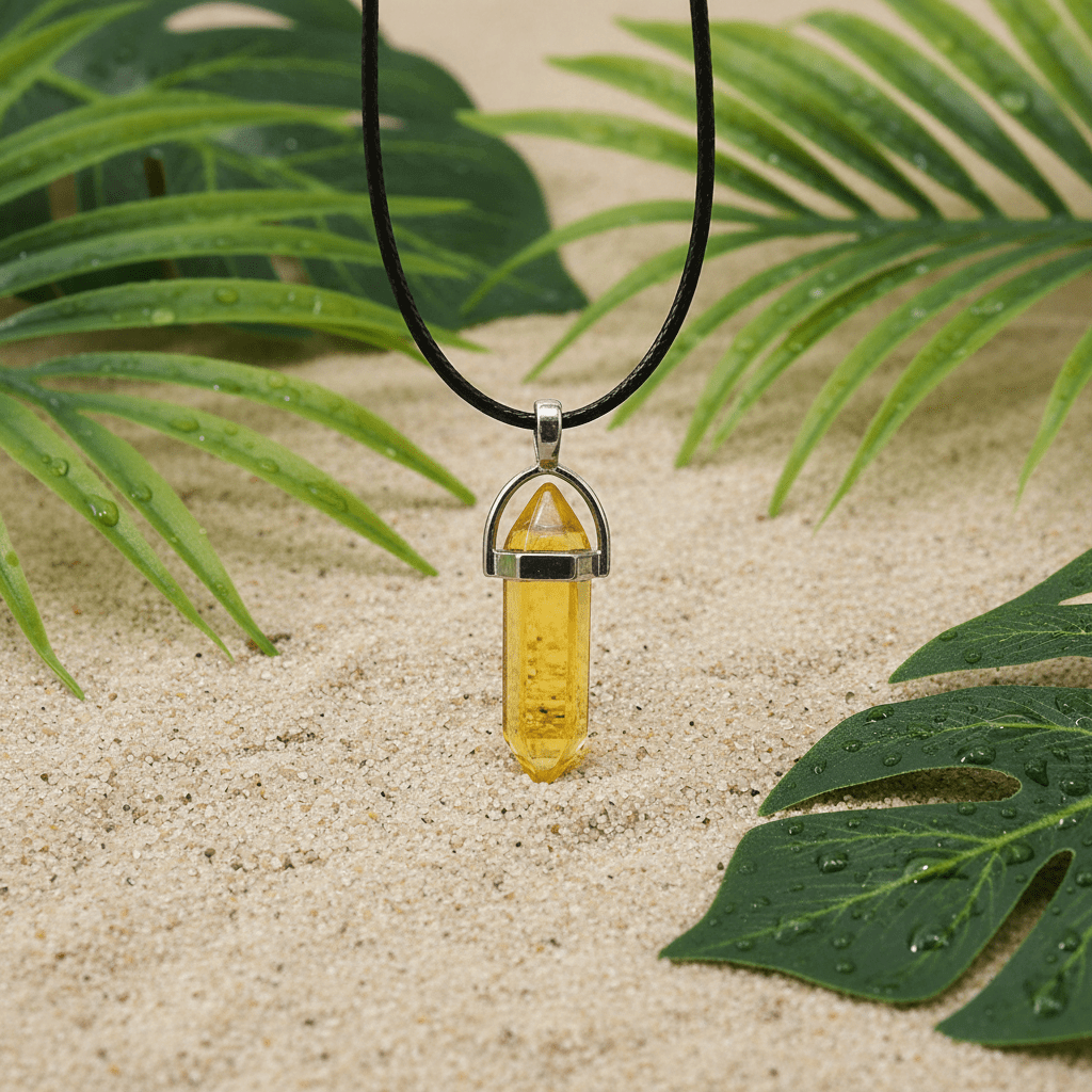 Coloured Crystal Prism Pendant Black Leather Cord Necklace - DP Online