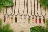 Coloured Crystal Prism Pendant Black Leather Cord Necklace - DP Online