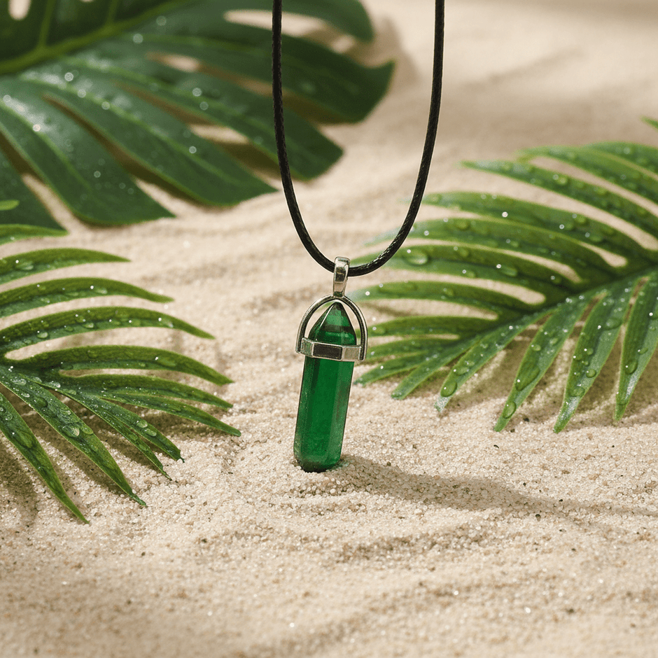 Coloured Crystal Prism Pendant Black Leather Cord Necklace - DP Online