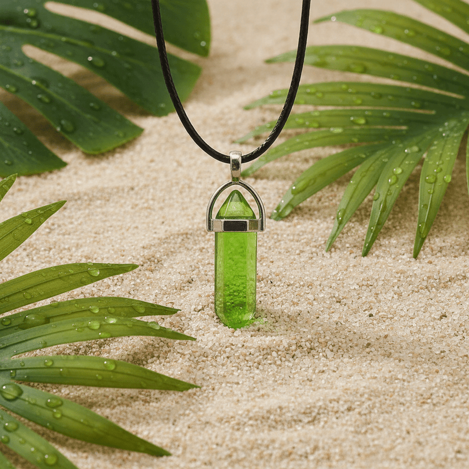 Coloured Crystal Prism Pendant Black Leather Cord Necklace - DP Online
