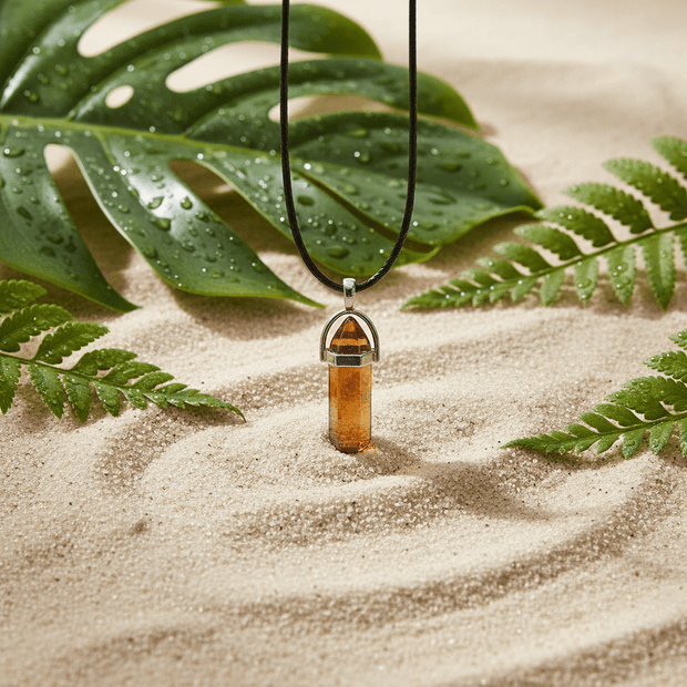 Coloured Crystal Prism Pendant Black Leather Cord Necklace - DP Online