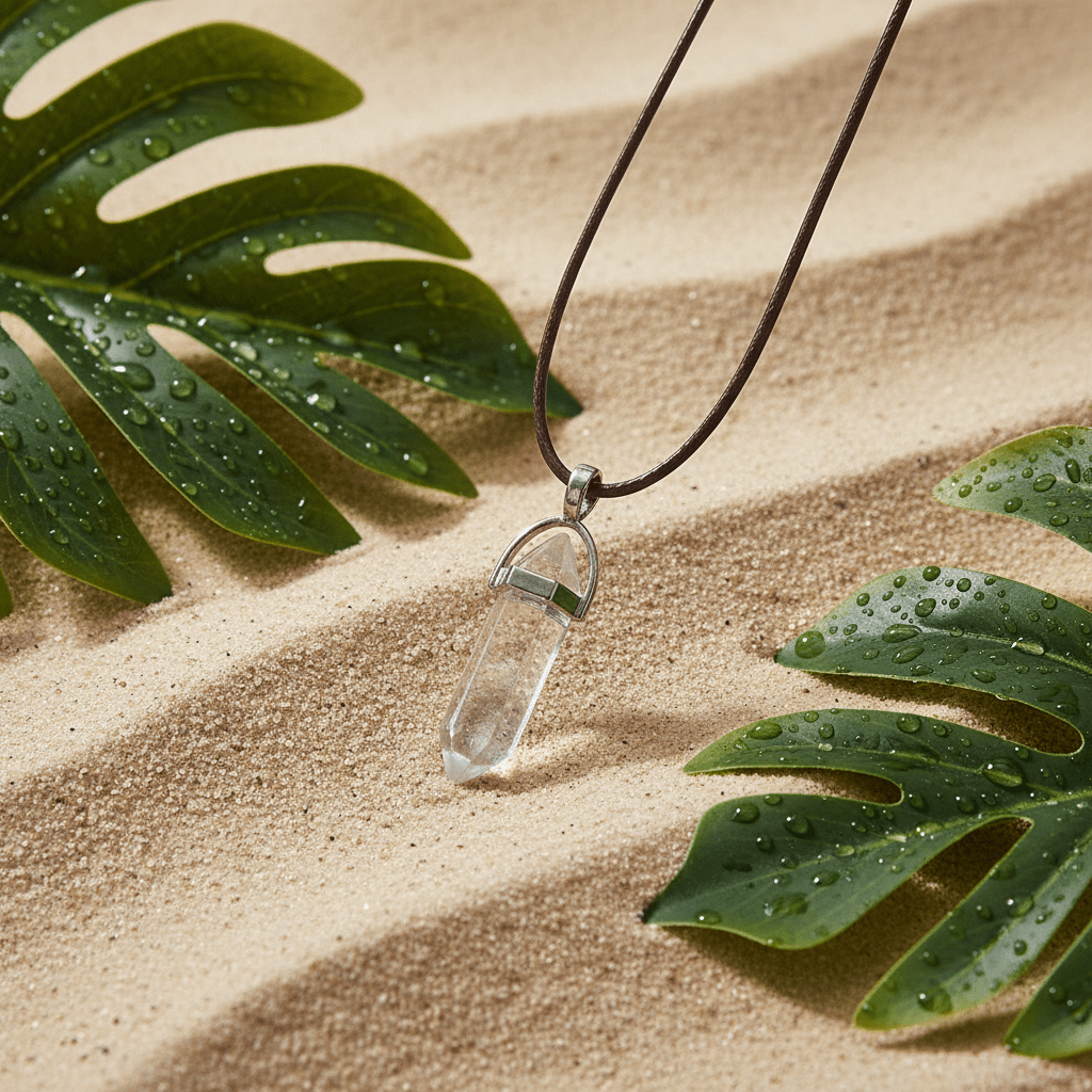 Coloured Crystal Prism Pendant Black Leather Cord Necklace - DP Online