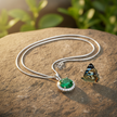 Complete emerald necklace with connected snake chain