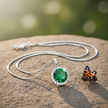 Complete emerald pendant necklace with full snake chain