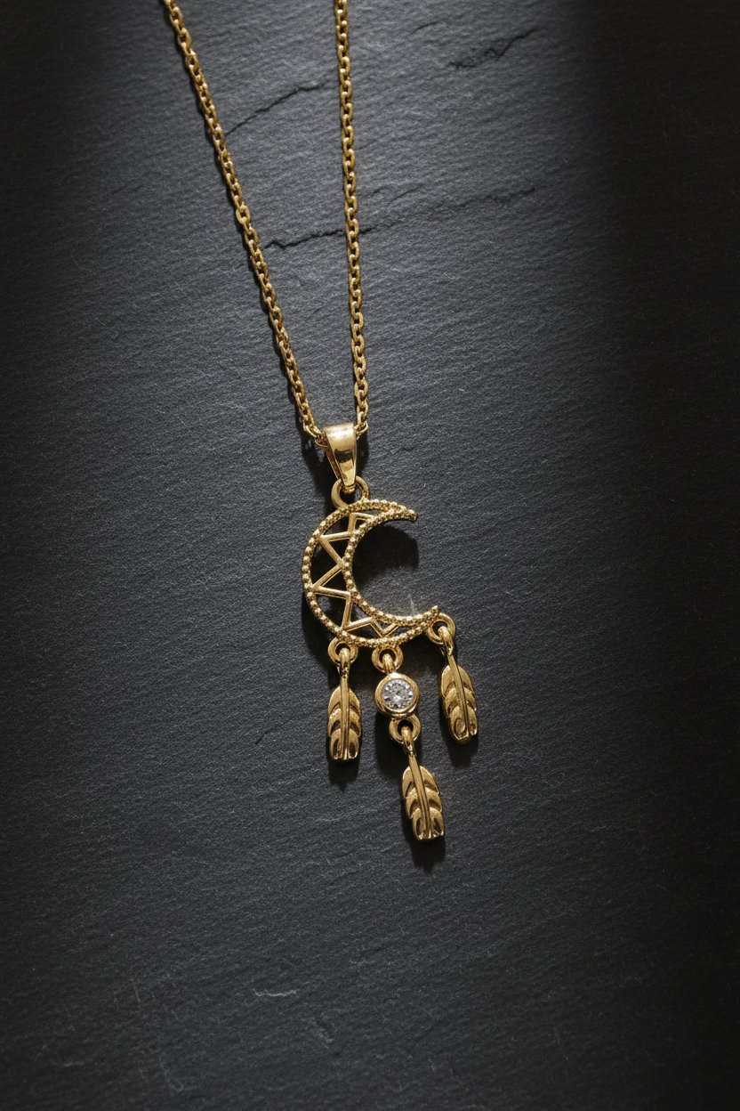 Crescent Moon Dream Catcher — Slate