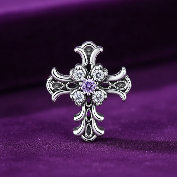 Cross Charm — Purple Velvet Hero