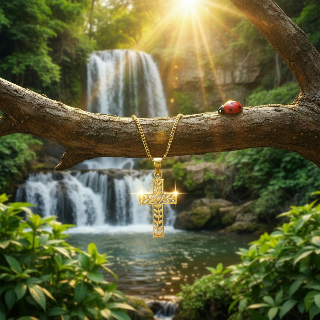 Cross pendant hanging - clearer view