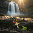 Cross pendant with ladybug