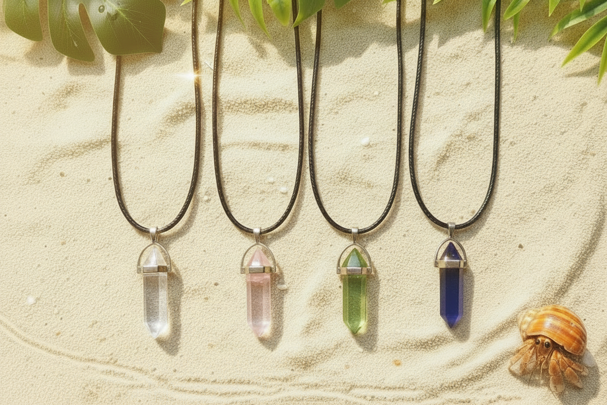 Crystal Necklaces with Eucalyptus Greenery