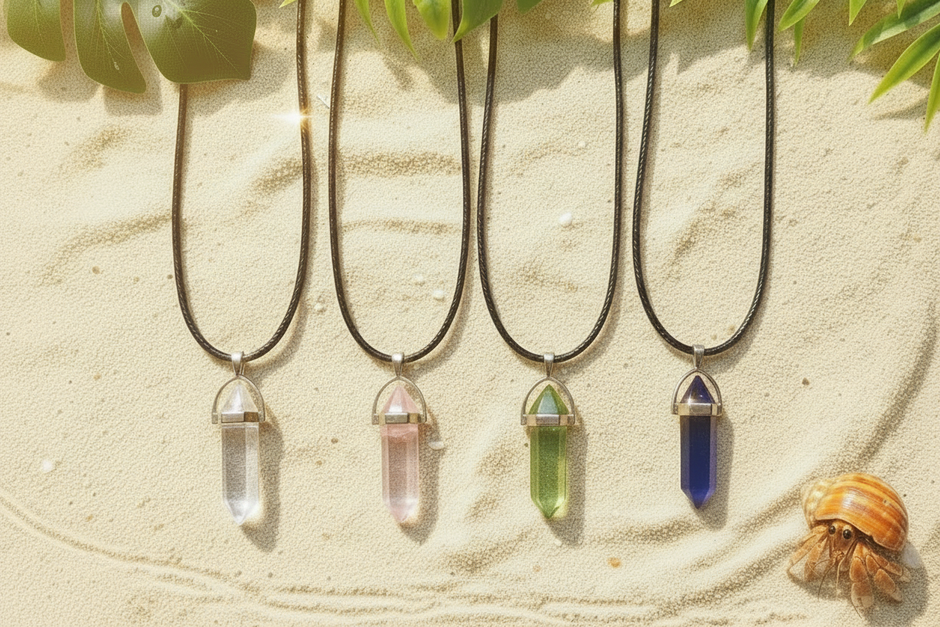 Crystal Necklaces with Fern Greenery