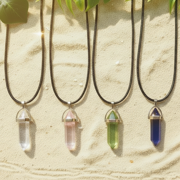 Crystal Necklaces with Fern Greenery
