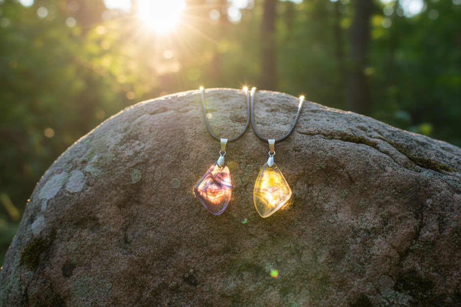 Crystal Pendants - Hanging Over Rock