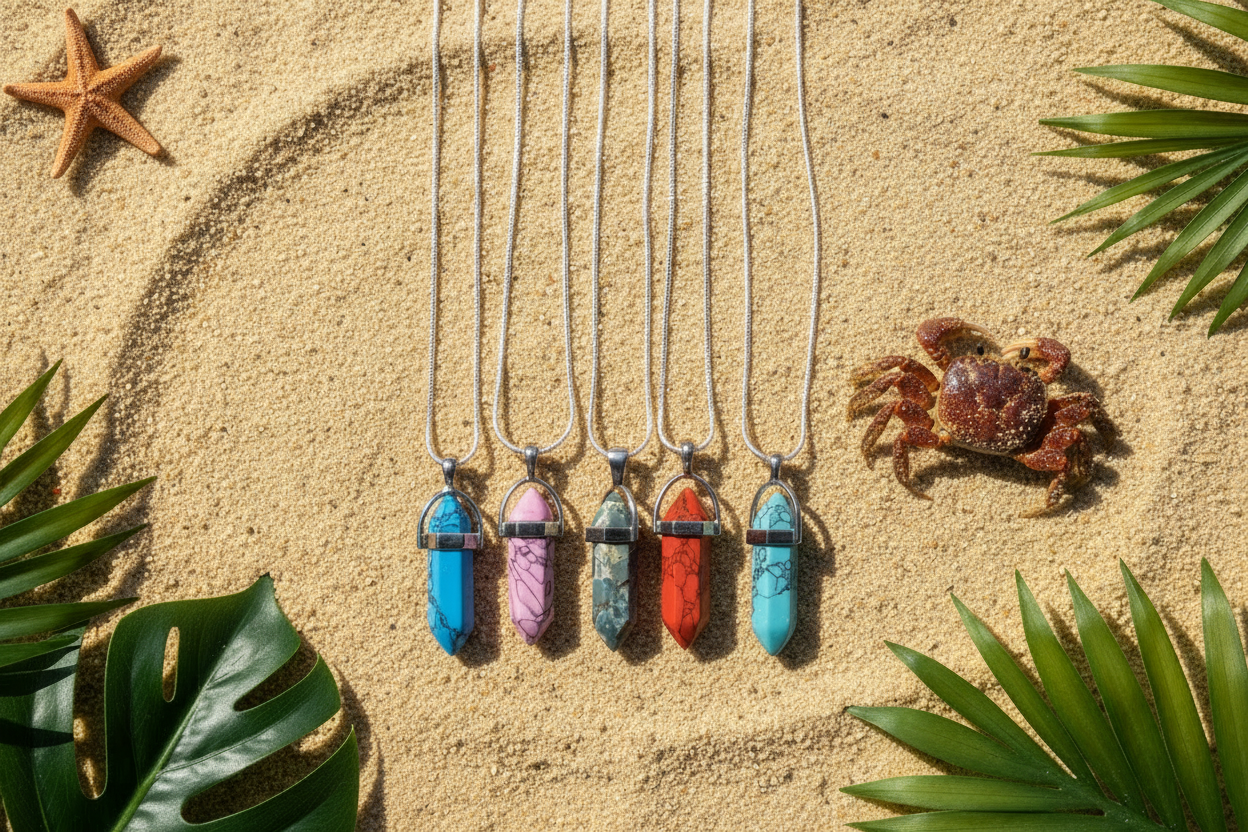 Crystal Pendants with Starfish and Mud Crab