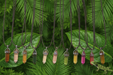 Crystal Prism Pendants - Greenery with Water Droplets & Lizard
