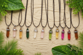 Crystal Prism Pendants - Sand, Greenery, Water Droplets & Lizard