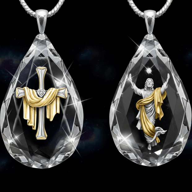 Crystal Teardrop Faith Pendant Necklaces - DP Online