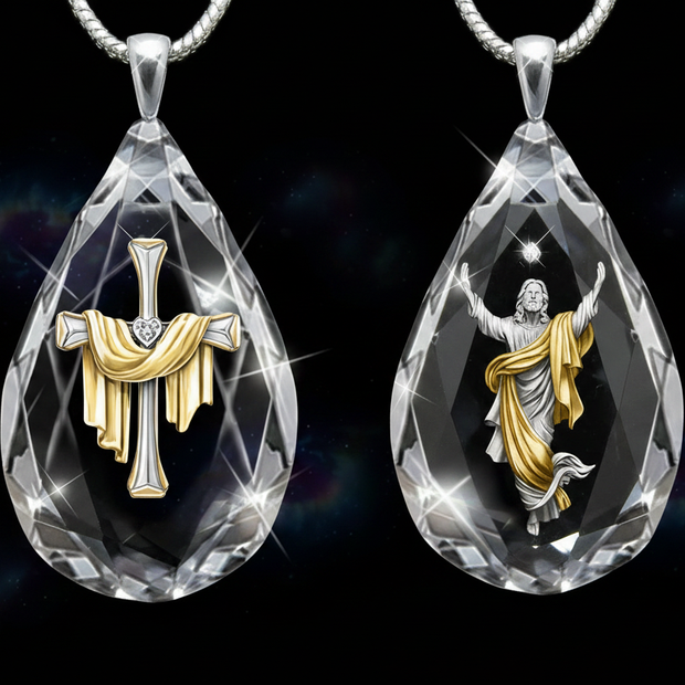 Crystal Teardrop Faith Pendant Necklaces — Hero Shot