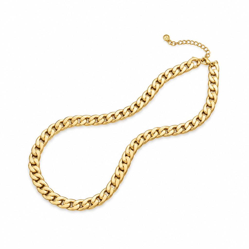 16 - 18 Inch 14ct Gold Titanium Chunky Cuban Link Chain