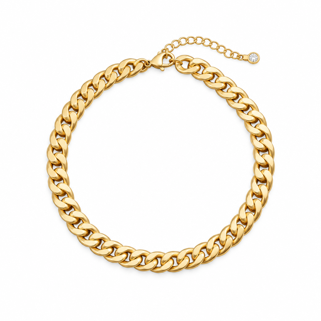 16 - 18 Inch 14ct Gold Titanium Chunky Cuban Link Chain