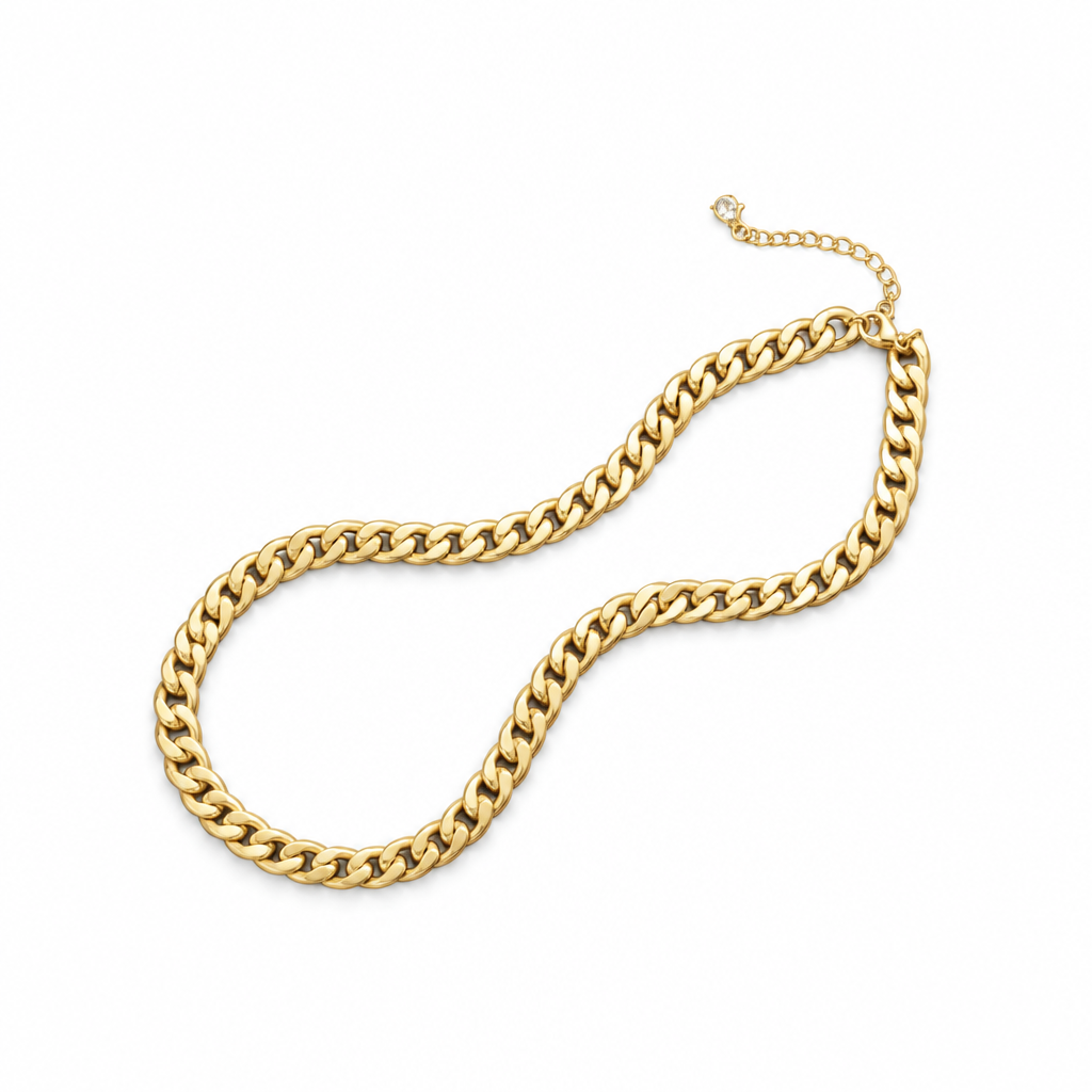 16 - 18 Inch 14ct Gold Titanium Chunky Cuban Link Chain