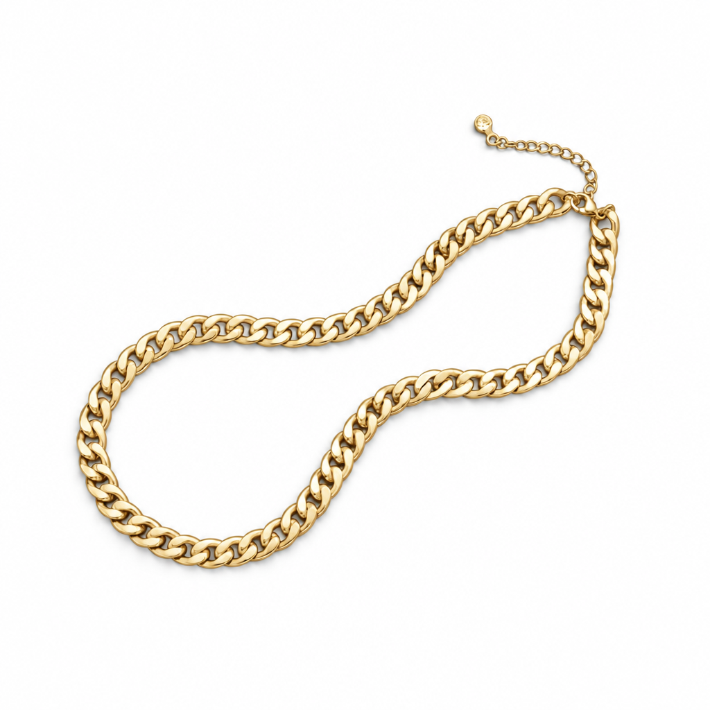 16 - 18 Inch 14ct Gold Titanium Chunky Cuban Link Chain