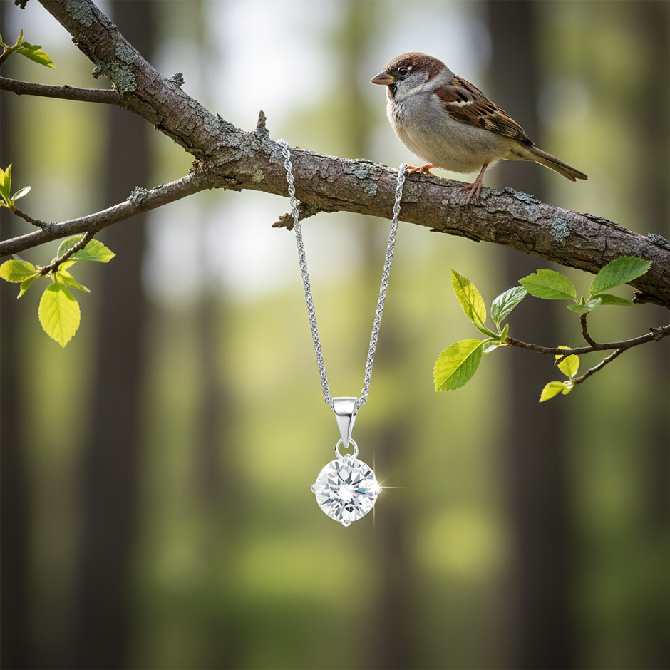 Cubic Zirconia Pendant Hanging from Branch - Vibrant