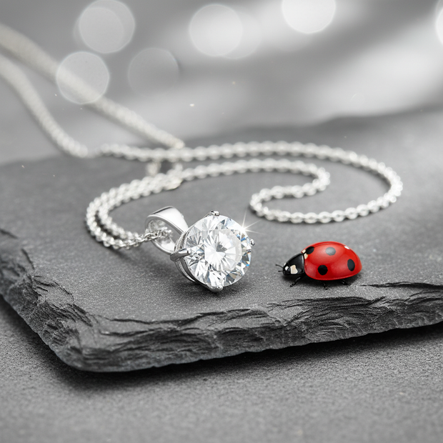 Cubic Zirconia Pendant with Ladybug