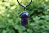Dark Amethyst Mushroom Pendant – Greenery
