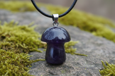 Dark Amethyst Mushroom Pendant – Rock Surface