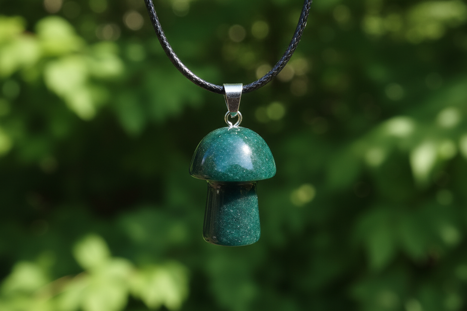 Dark Green Aventurine Mushroom Pendant – Greenery