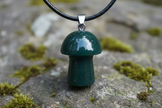 Dark Green Aventurine Mushroom Pendant – Rock Surface