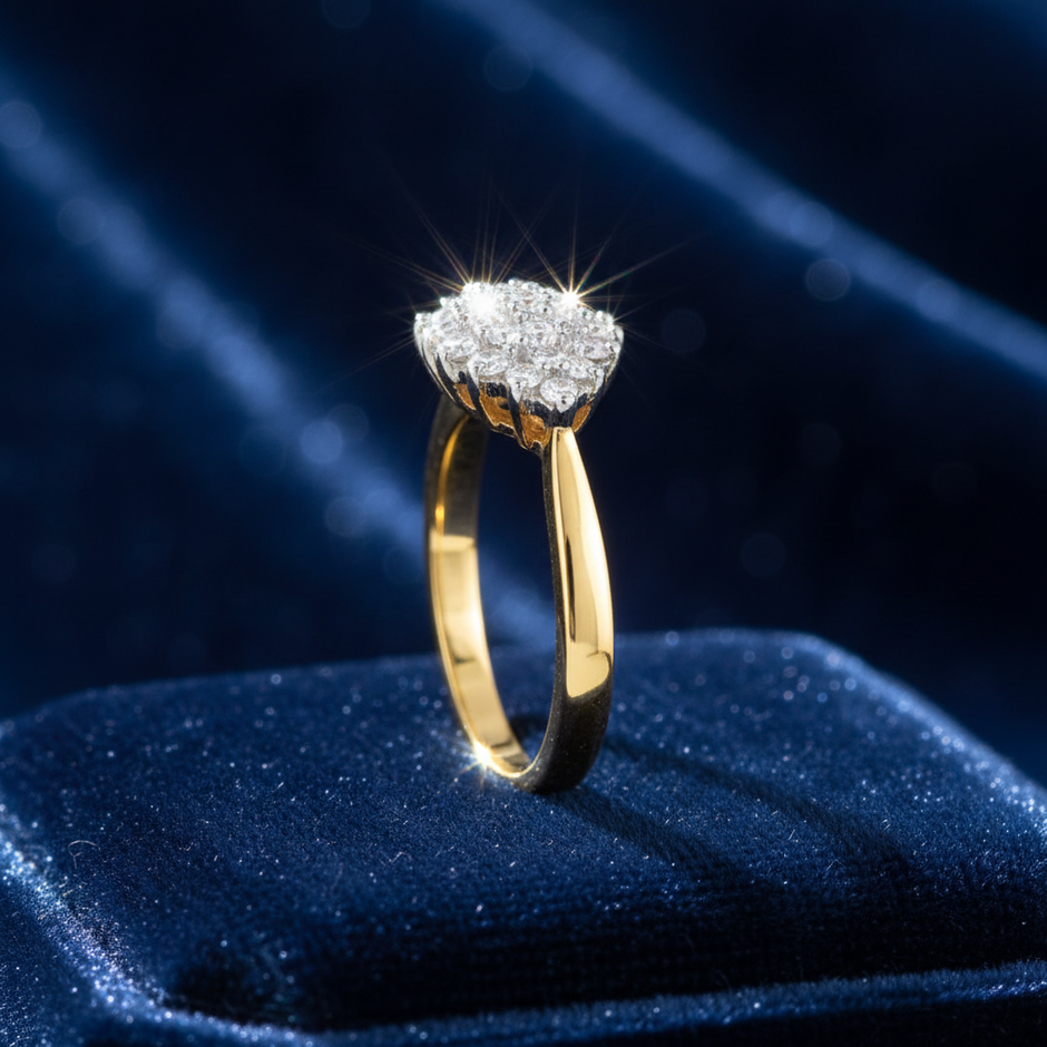 Diamond Cluster Ring Side Angle