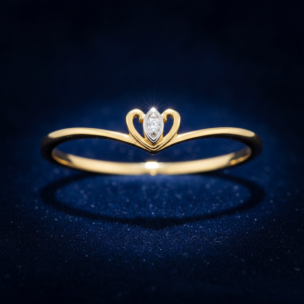 Diamond Heart Crown Ring V1