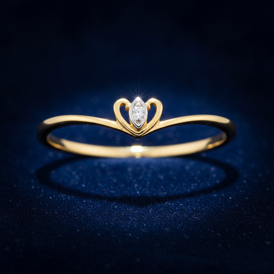 Diamond Heart Crown Ring V1