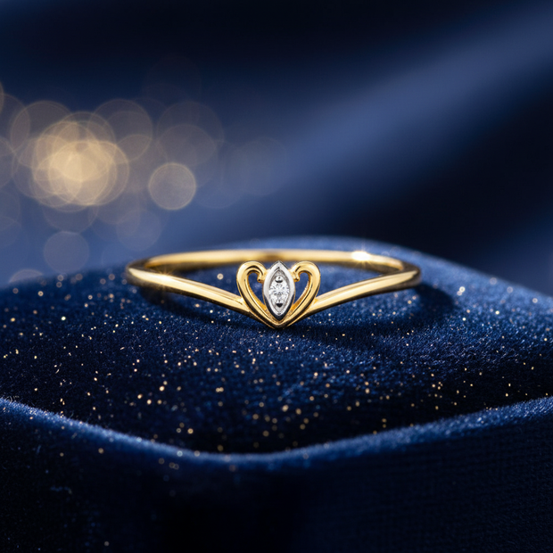 Diamond Heart Crown Ring V2
