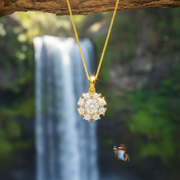 Diamond pendant with butterfly