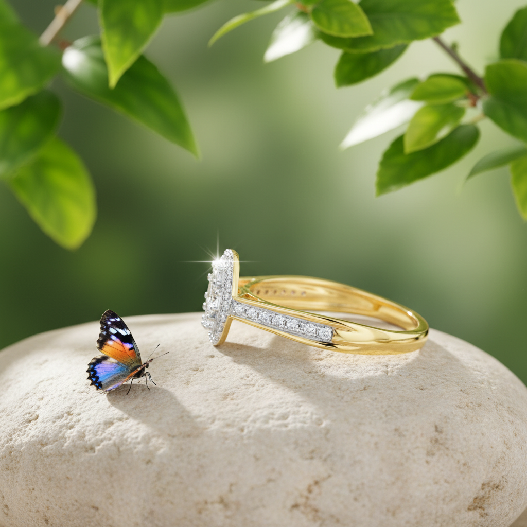 Diamond Ring Side - Rock with Butterfly