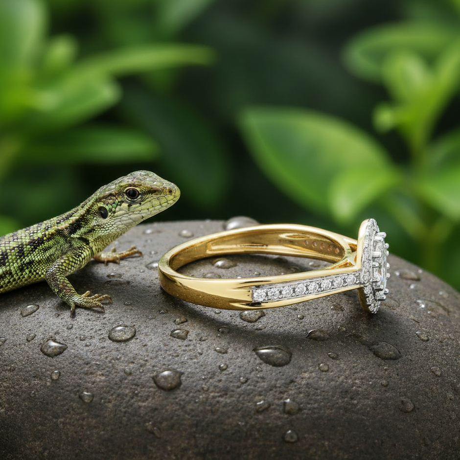 Diamond Ring Side View with Enhanced Sparkle