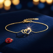Double Heart Bracelet Macro Ladybug