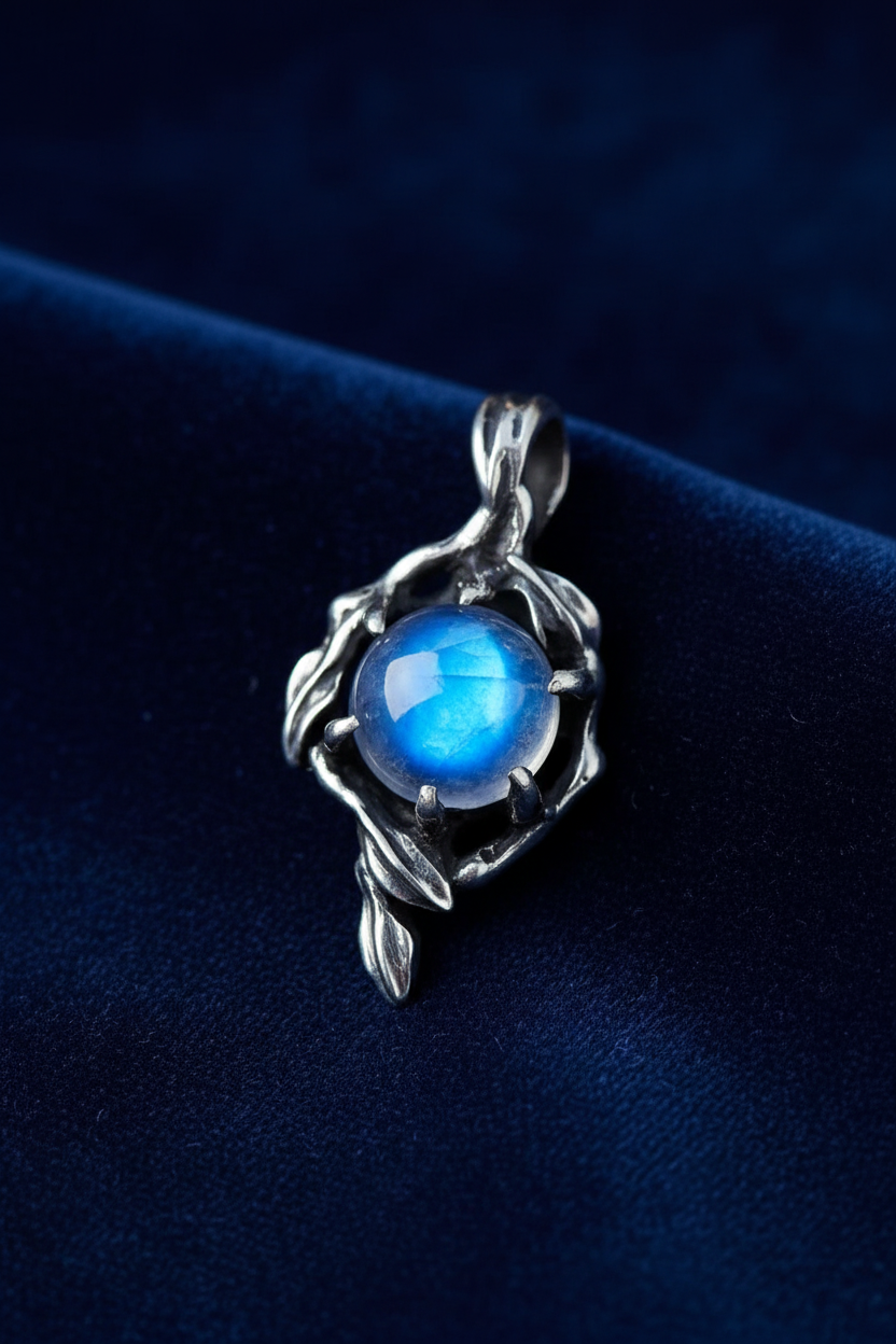 Dragon Claw Moonstone — Navy Velvet