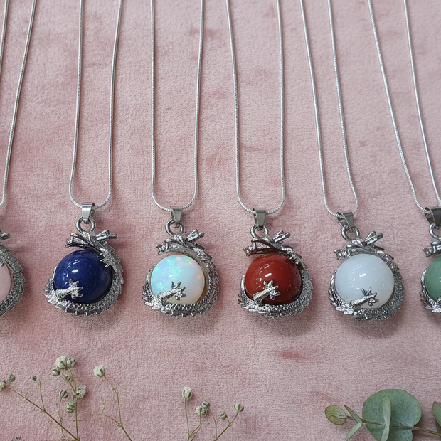 Dragon Orb Pendants - Dusty Rose with Greenery