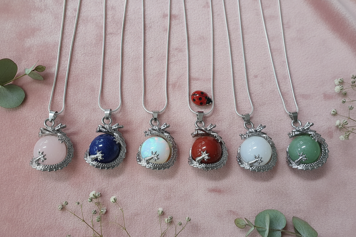 Dragon Orb Pendants — Ladybug Between Chains