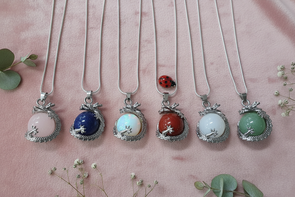 Dragon Orb Pendants — Ladybug Between Chains