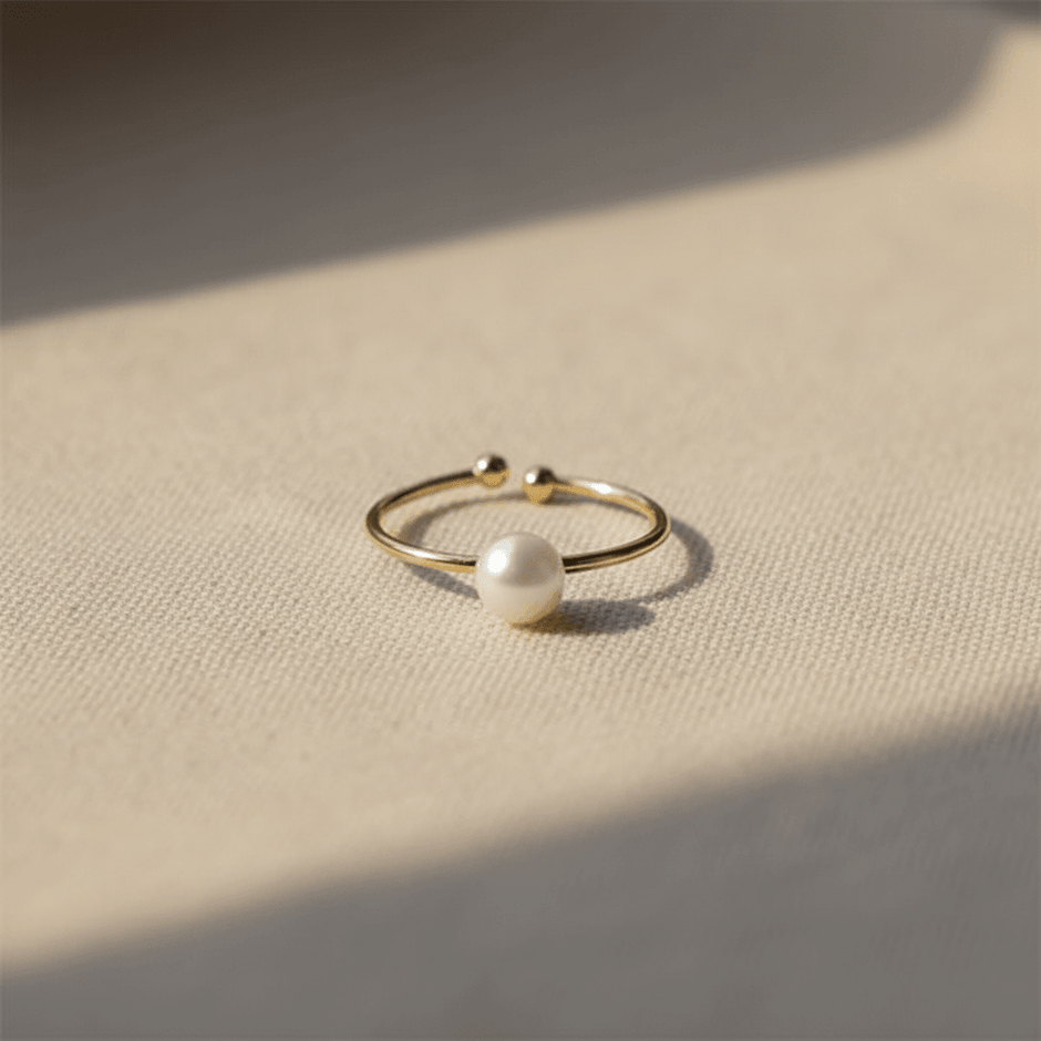 Elegant 5-6mm Natural White Freshwater Pearl Open Ring - DP Online