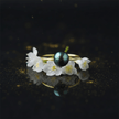 Elegant 6.5-7mm Black Natural Freshwater Pearl Open Adjustable Ring - DP Online